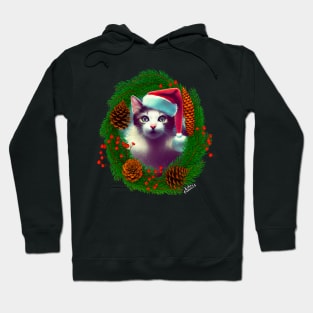 Cat in Christmas wreath Hoodie